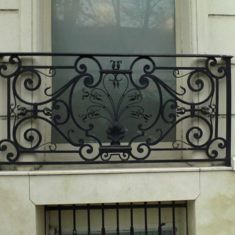 Classic Black Scroll Pattern Balcony Railing
