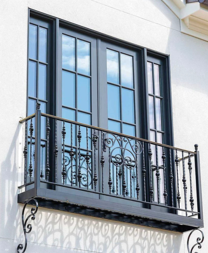 Modern Black Wrought Iron French Balcony Railing
