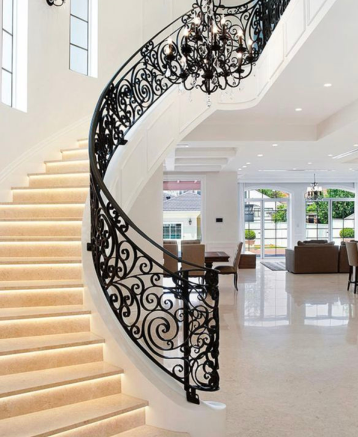 Premium Spiral Black Designer Iron Staircase Railing