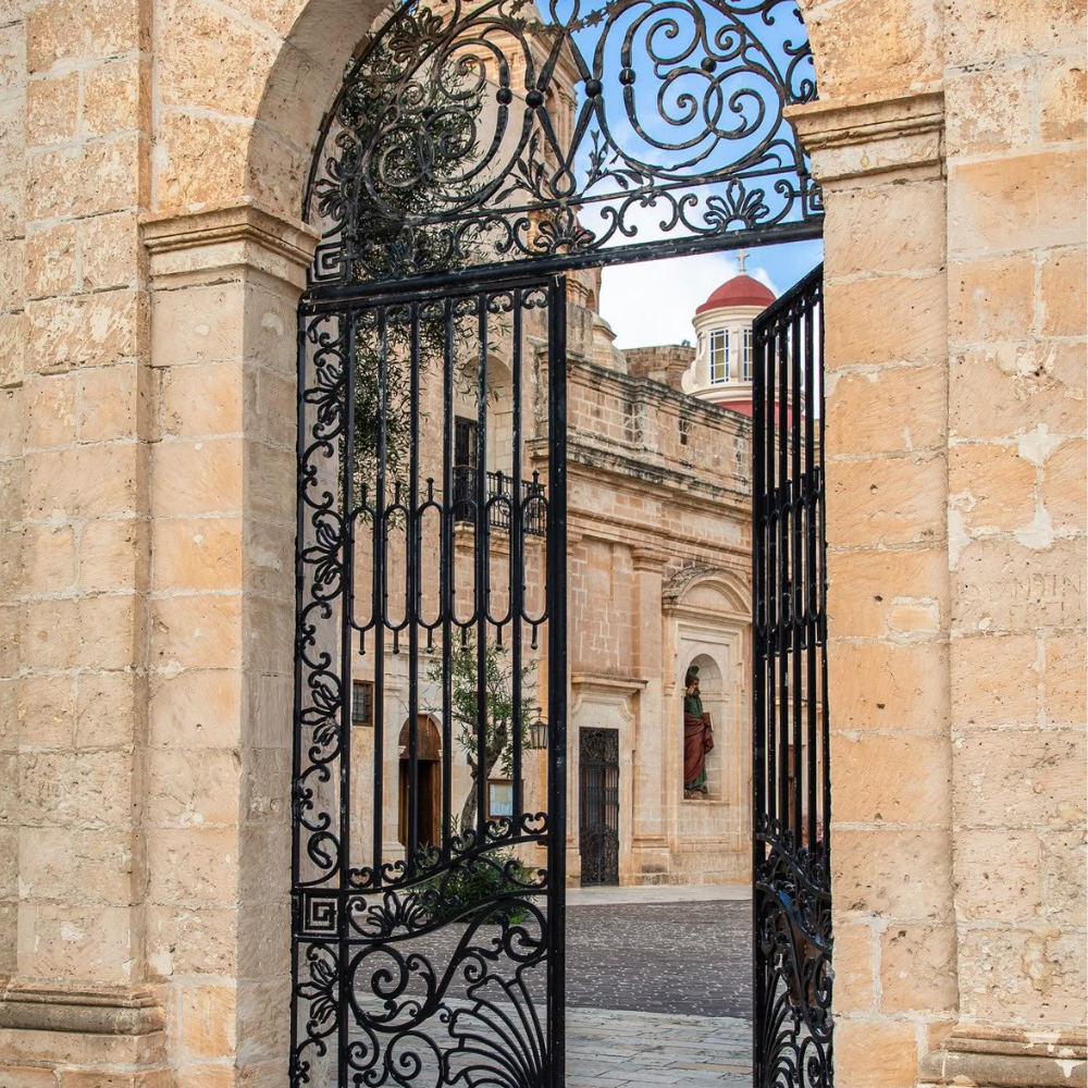 Black Heritage Floral Arch Iron External Door Gate