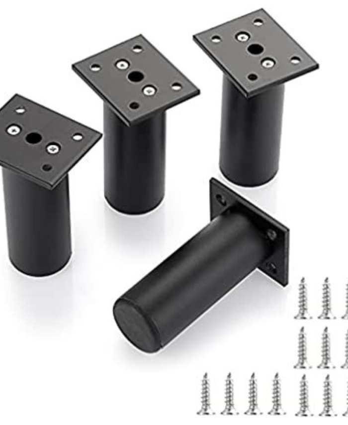Black Round Cylinder Square Plate Metal Furniture Conical Legs