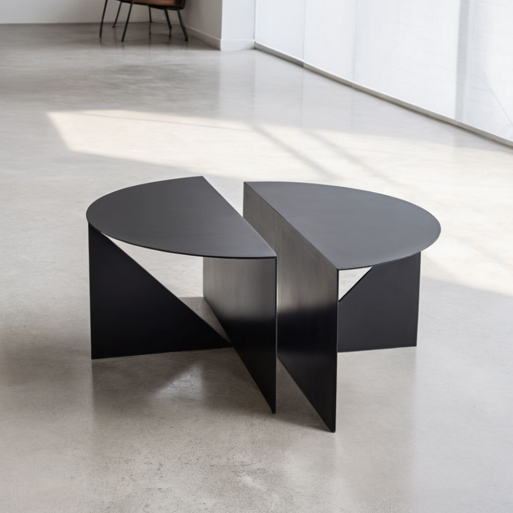 Black Split Half Circle Duo Nesting Coffee Table Base