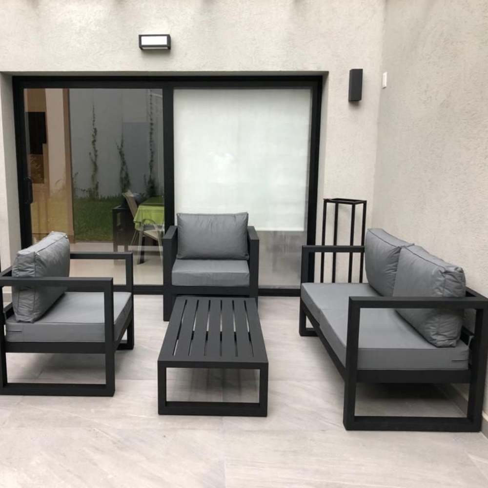 Black Square Flat Bar Outdoor Sofa Set Base Frame