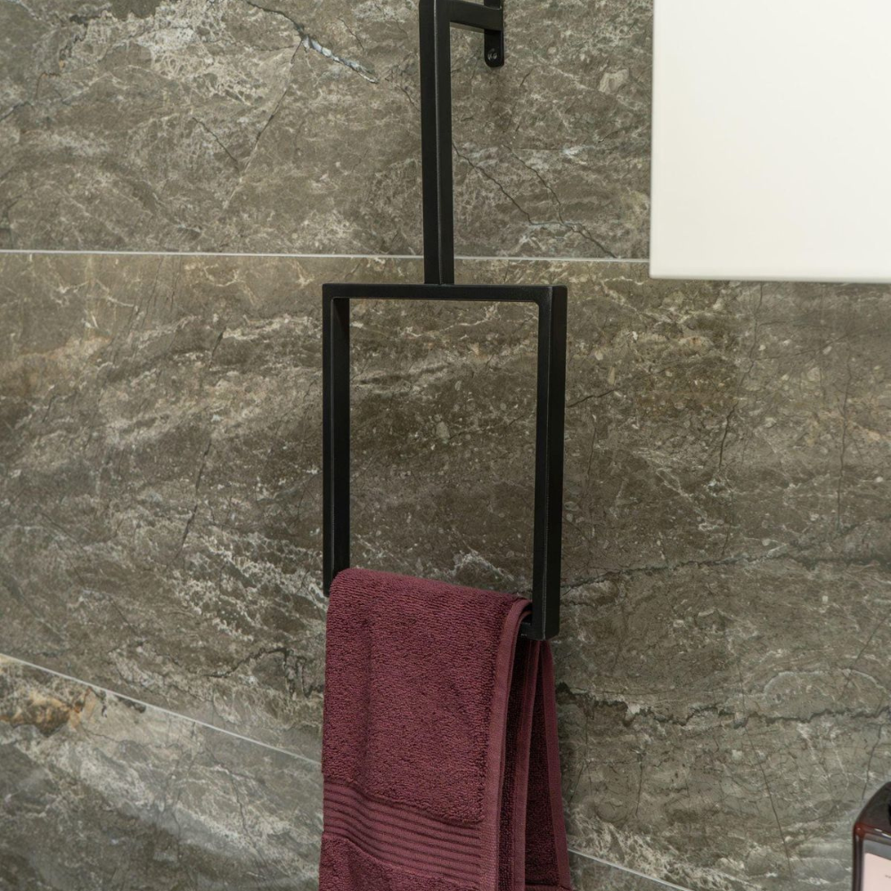 Black Square Wall Mount Towel Holder