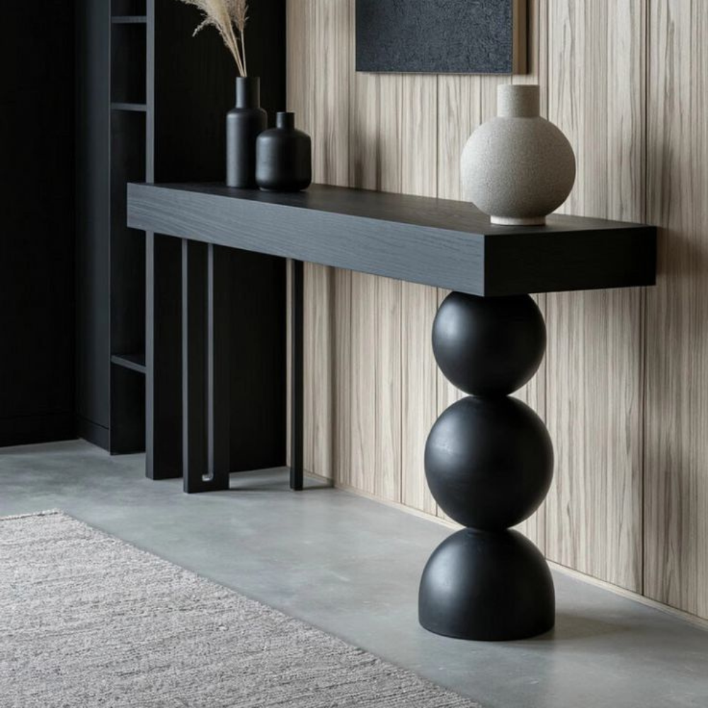 Black Stacked Sphere Asymmetric Console Table Base