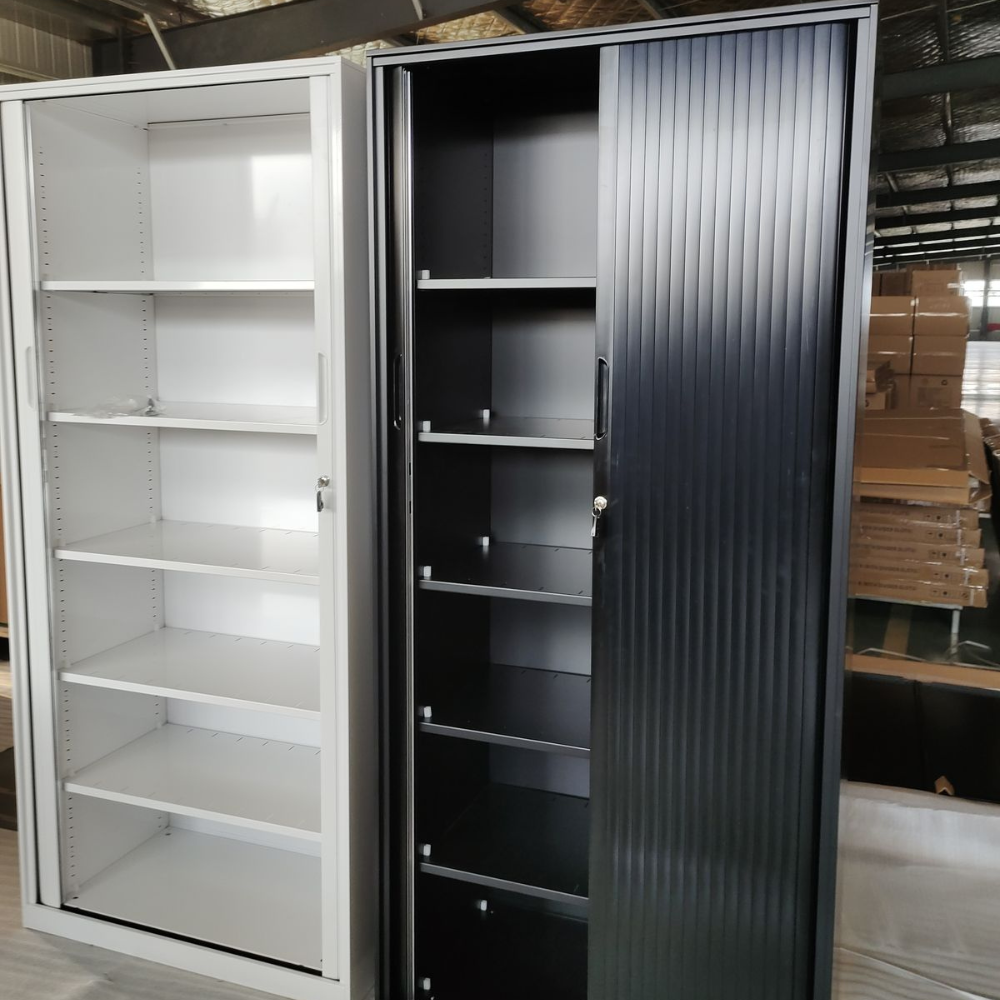 Black Tambour Door Storage Cabinet