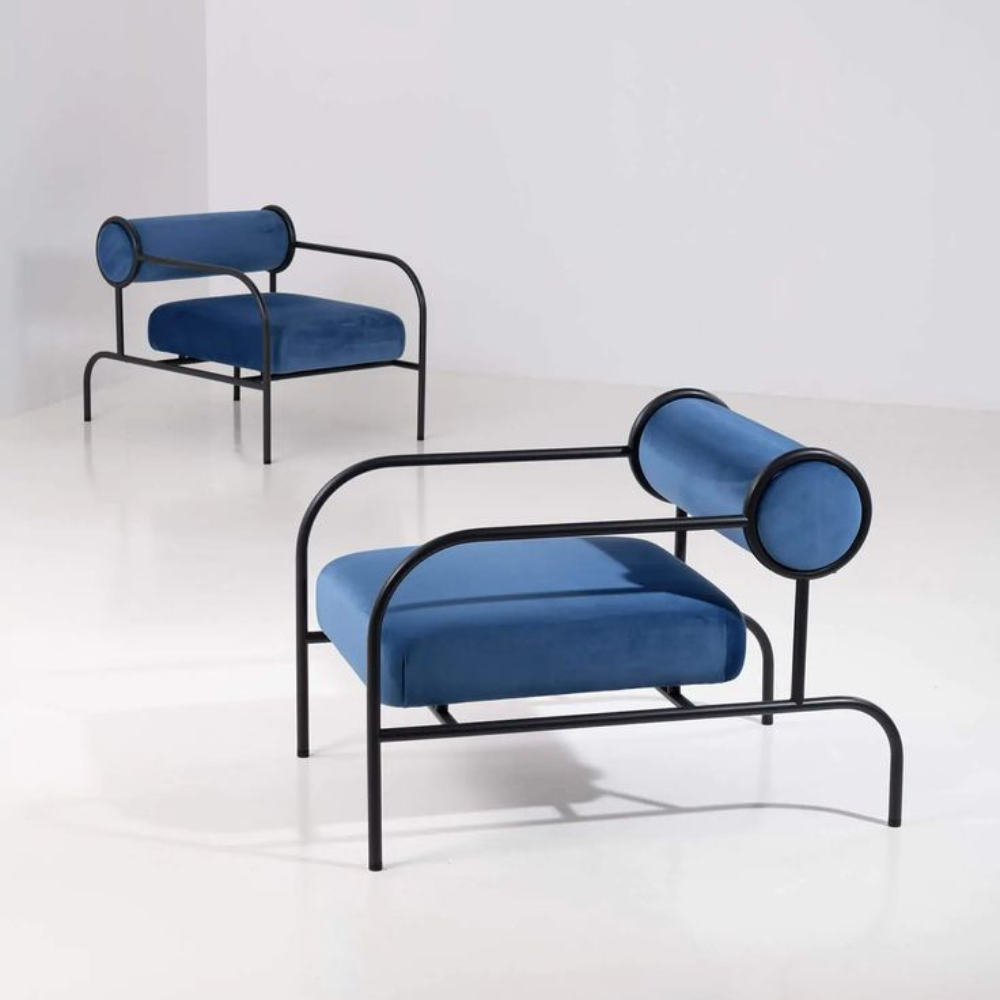 Black Tubular Curved Leg Bolster Back Lounge Sofa Base