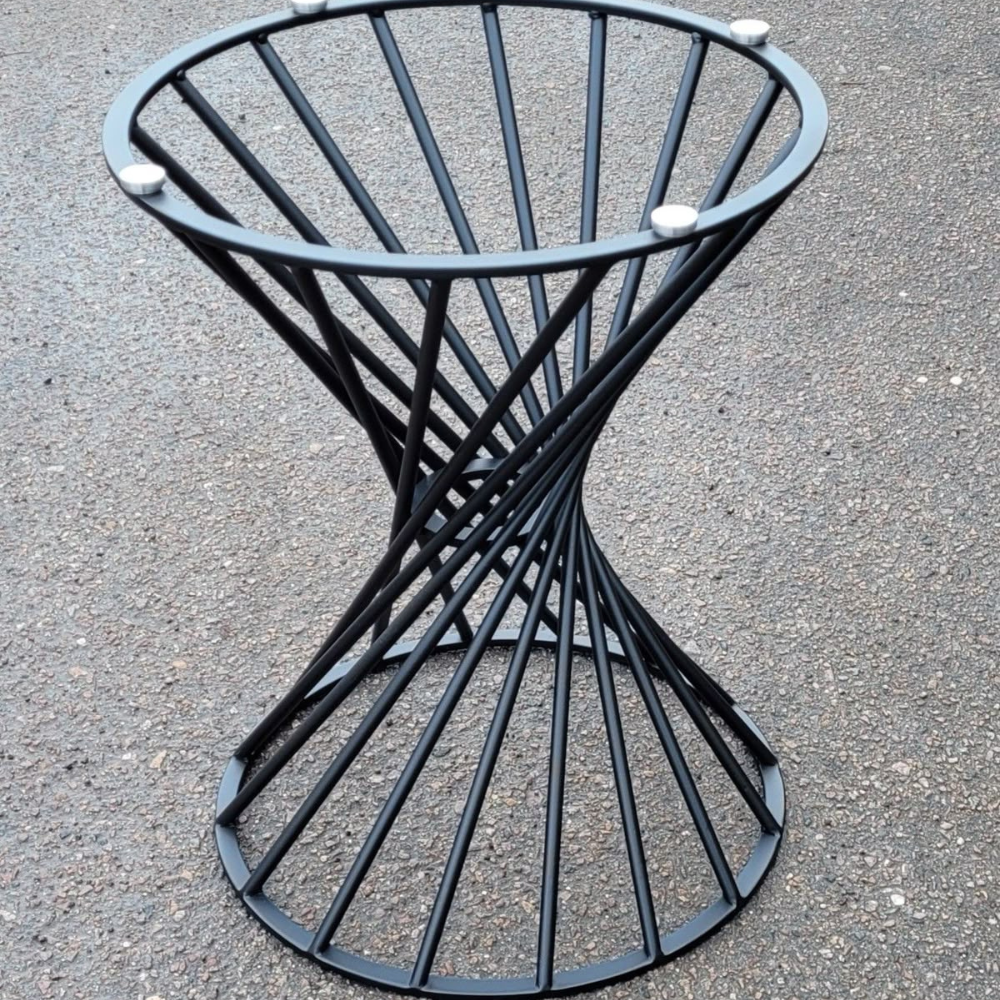 Black Wire Rod Spiral Hourglass Side Table Base