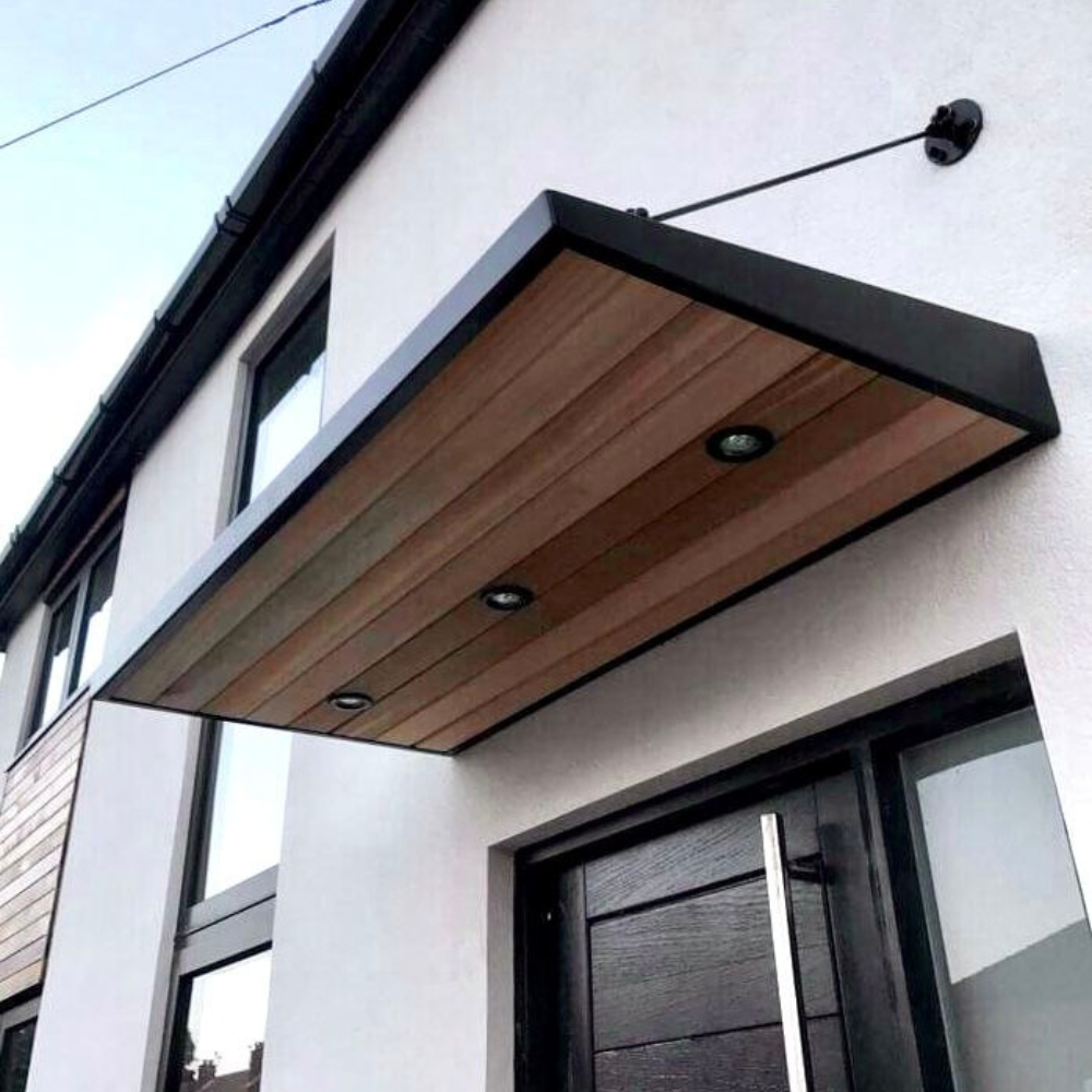 Black Wire Wood Ceiling Spotlight Metal Door Canopy