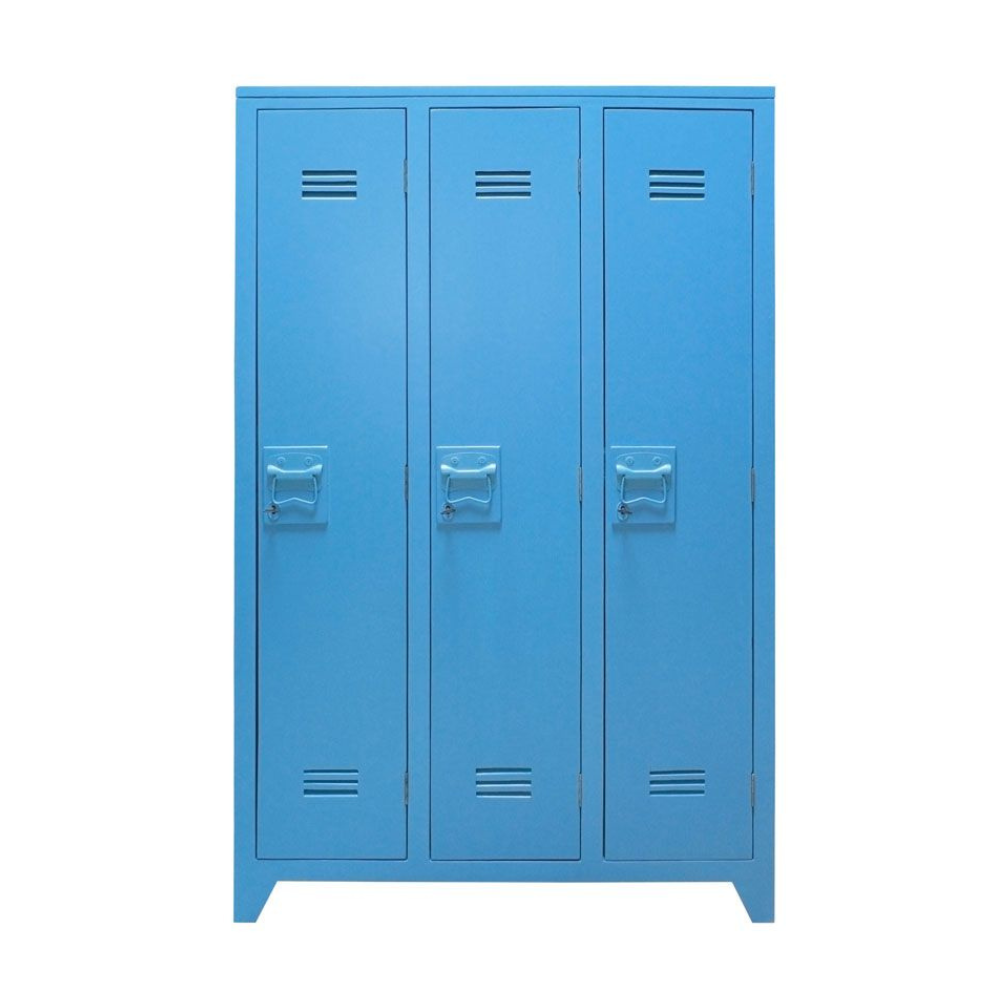 Blue Triple Door Metal Storage Cabinet