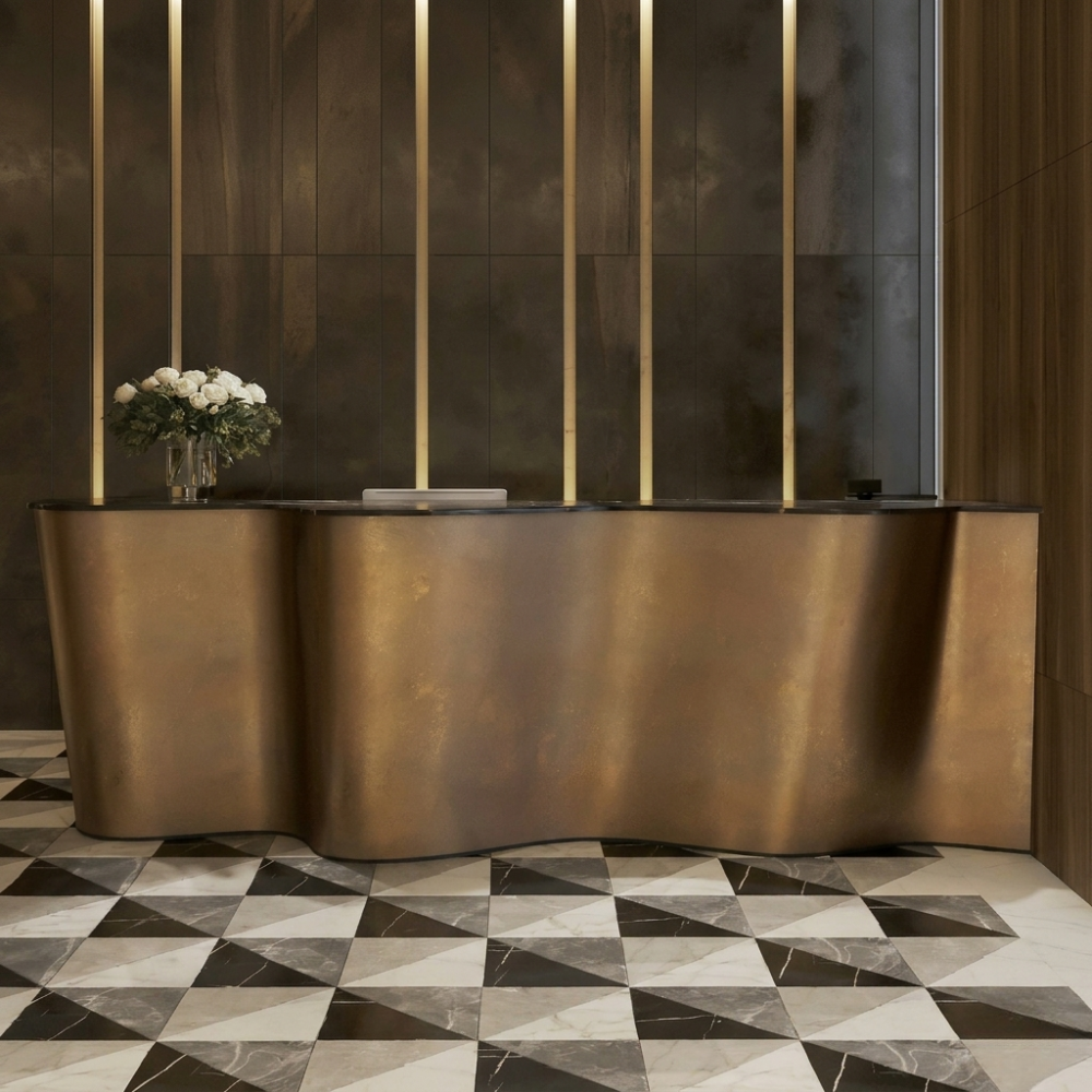 Bronze Wave Curved Reception Metal Sheet Cladding Panel