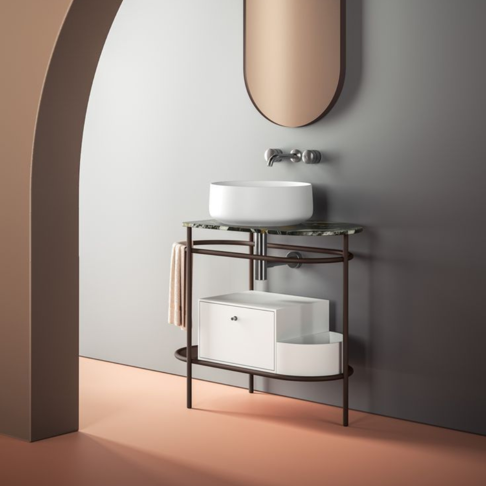 Contemporary Metal Frame Bathroom Vanity