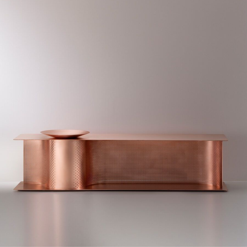 Copper Perforated Wavy Buffet Counter