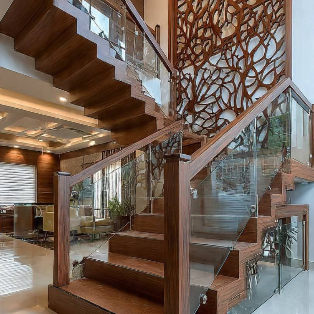 Designer Wooden Laser Cut Stair Feature Partition