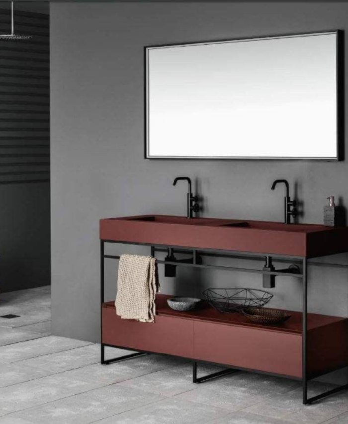 Double Sink Metal Bathroom Vanity Cabinet