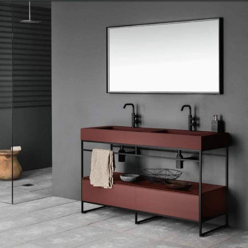 Double Sink Metal Bathroom Vanity Cabinet