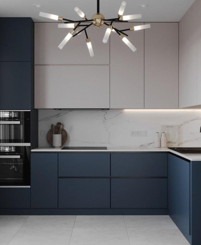 Dual Tone Designer Modular Kitchen Cabinet