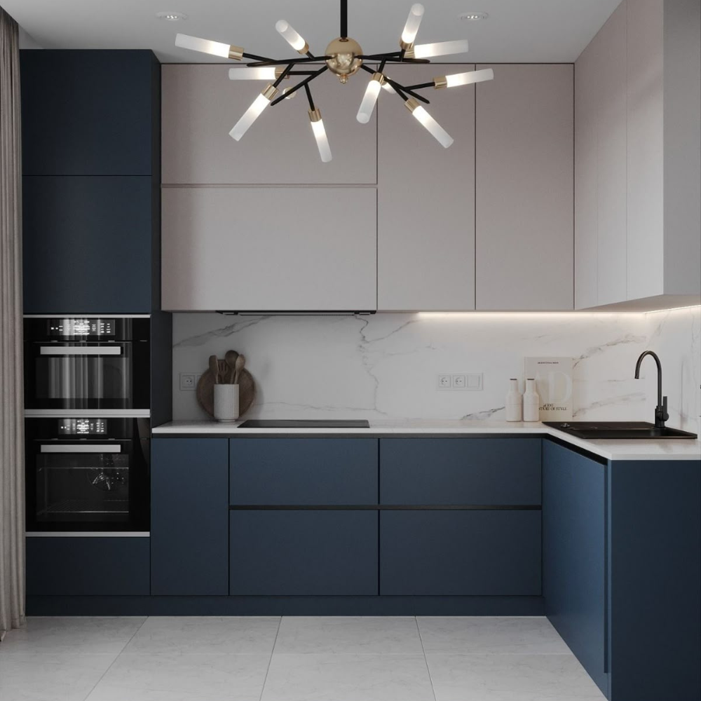 Dual Tone Designer Modular Kitchen Cabinet