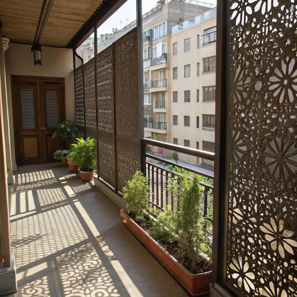 Floral Balcony Laser Cut Privacy Partition Panel