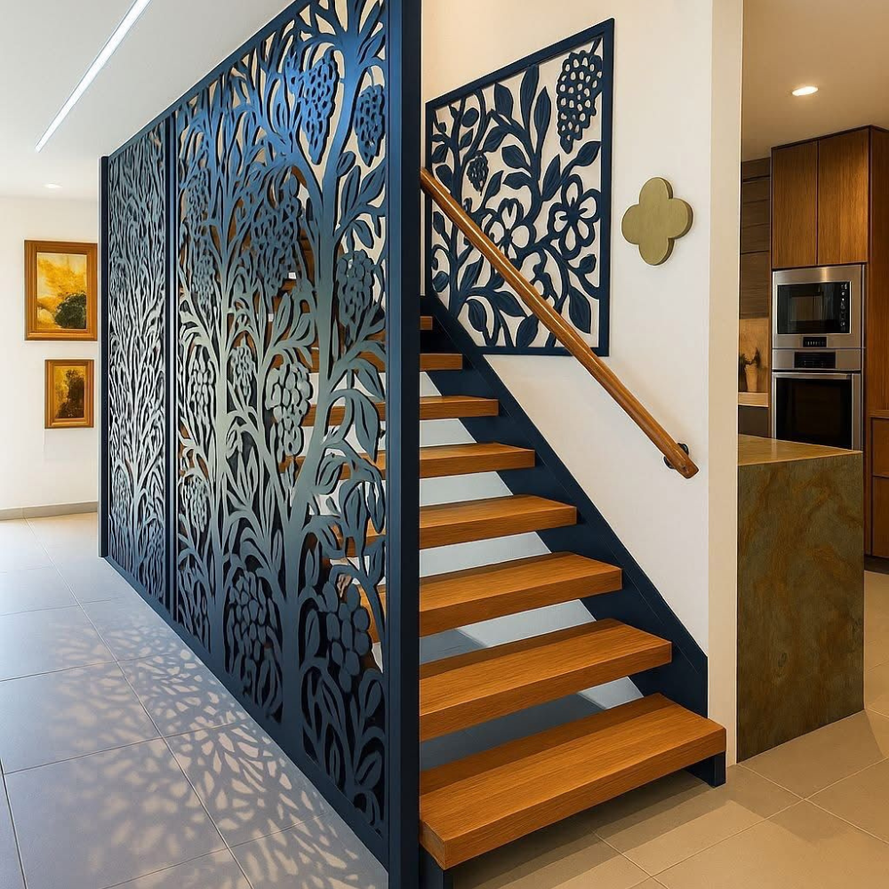 Floral Laser Cut Stair Partition Panel