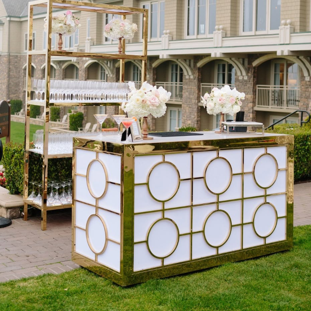 Gold Circular Grid Buffet Counter