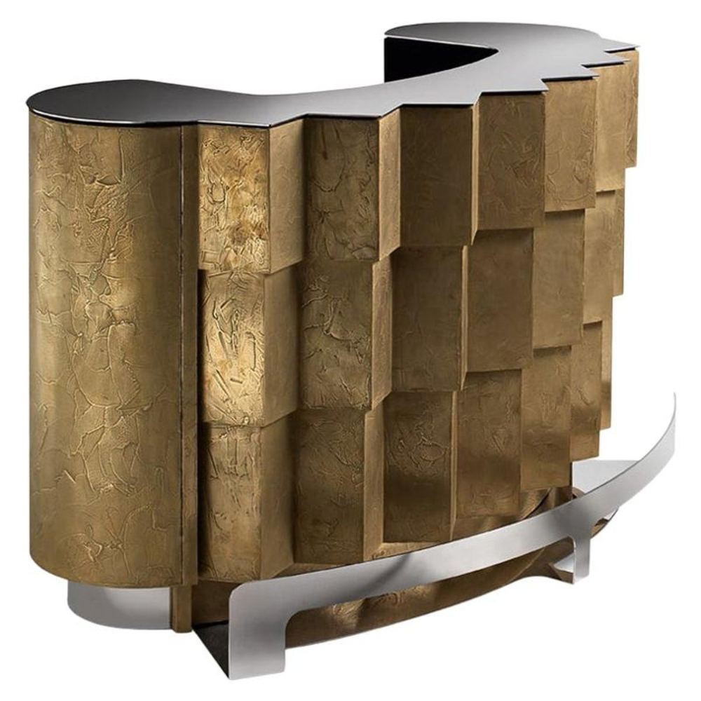 Gold Faceted Curved Buffet Counter