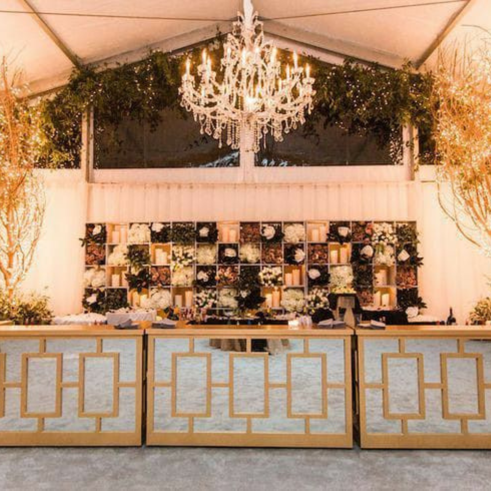 Gold Mirrored Geometric Buffet Counter