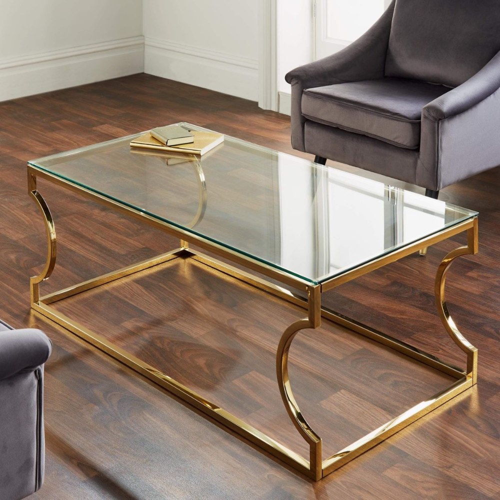 Gold Polished Curved Coffee Table Base