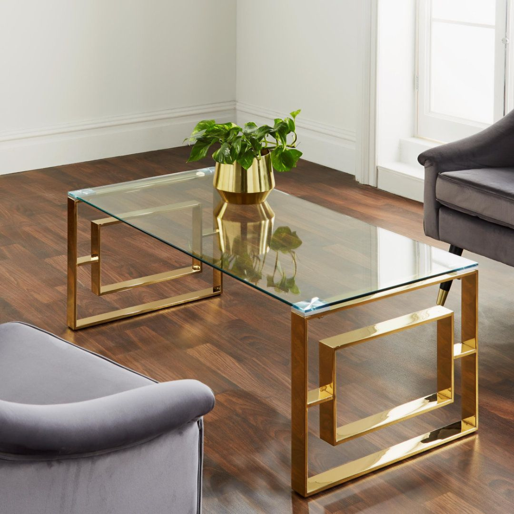 Gold Polished Geometric Coffee Table Base