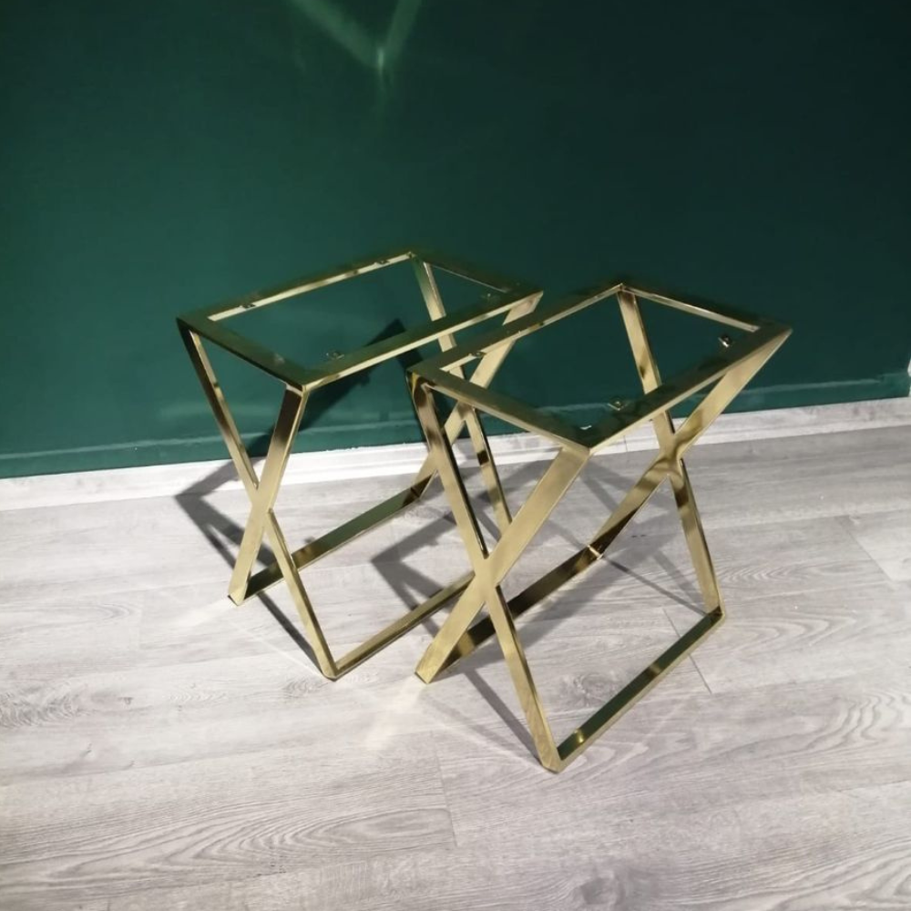 Gold Polished X Cross Frame Nesting Coffee Table Base