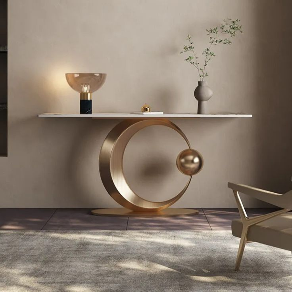 Gold Ring Circle Ball Accent Console Table Base