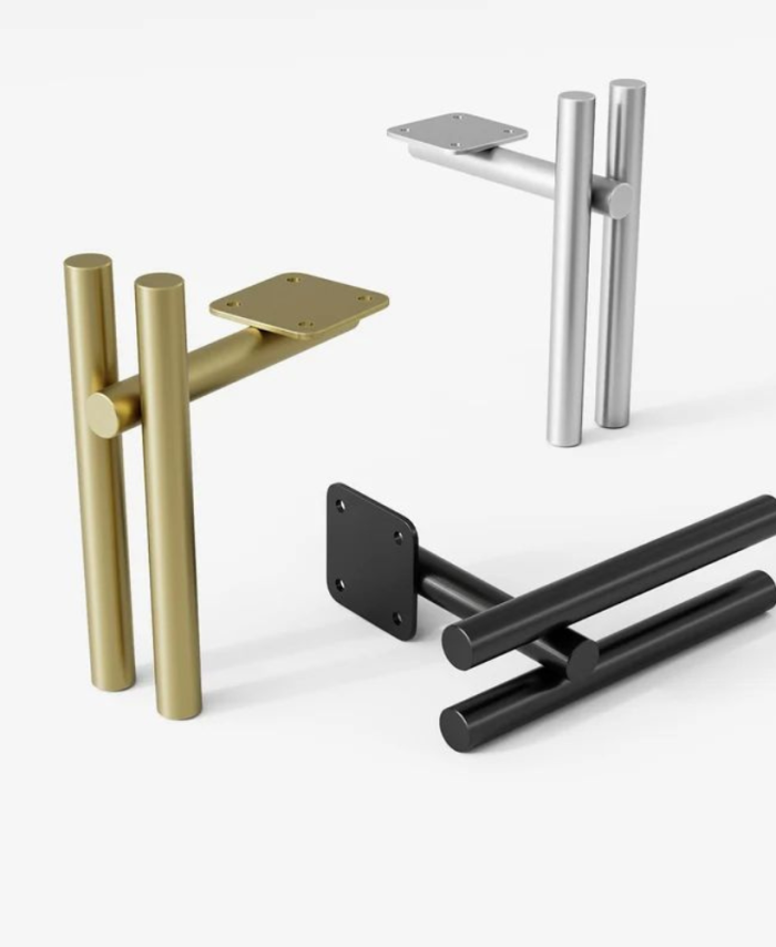 Gold Silver Black Double Rod Metal Furniture Conical Legs