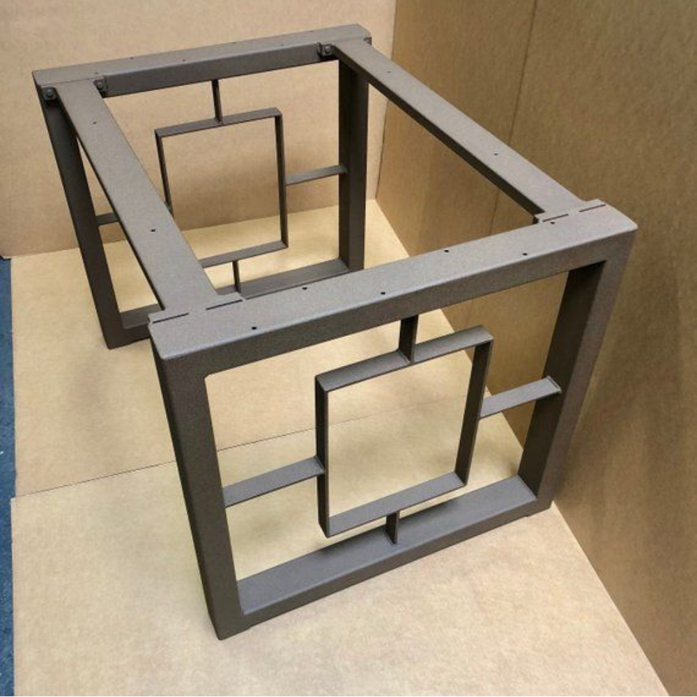 Grey Flat Bar Square Panel Frame Dining Table Base