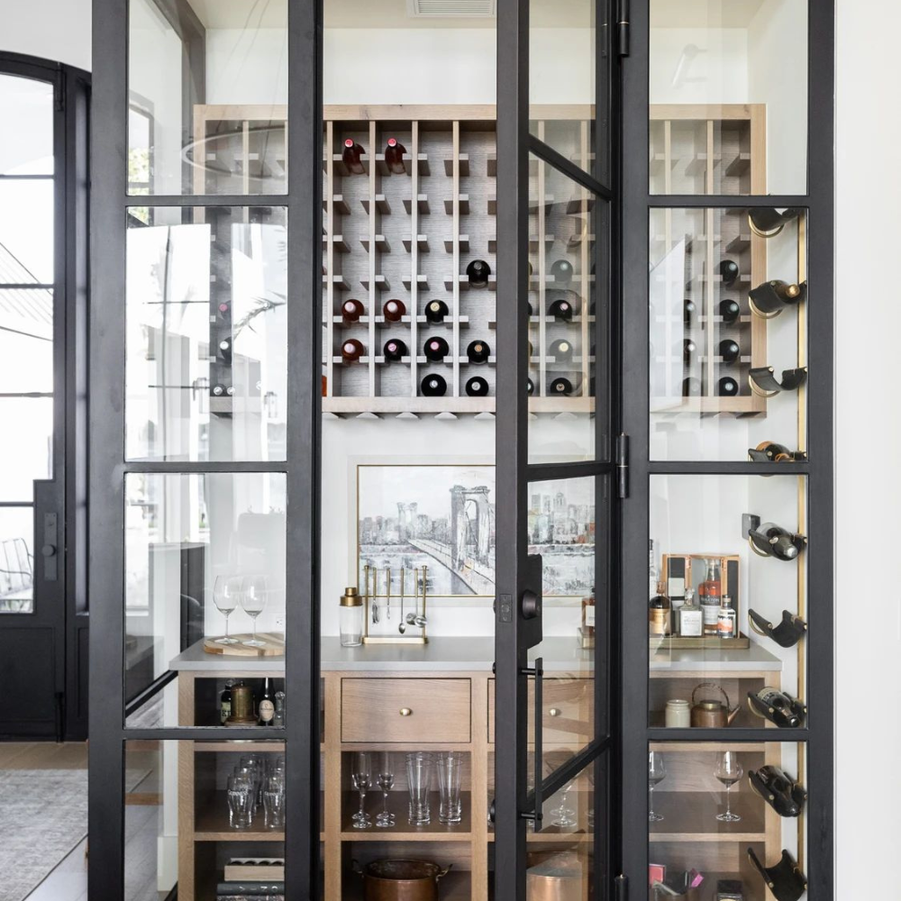 Iron Framed Walk-In Glass Bar Unit
