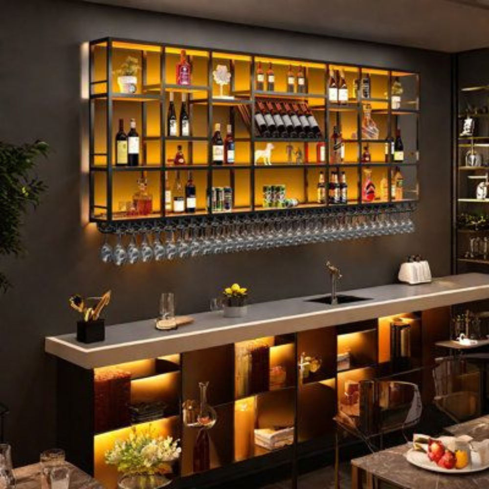 Large Wall-Mounted Iron Bar Rack