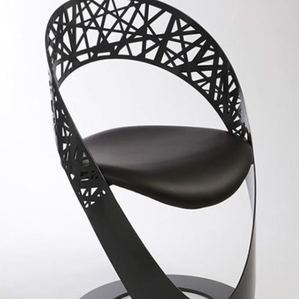 Modern Abstract Laser Cut Metal Accent Chair