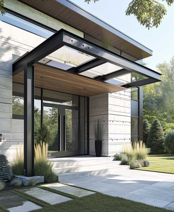 Modern Glass & Iron Entrance Canopy