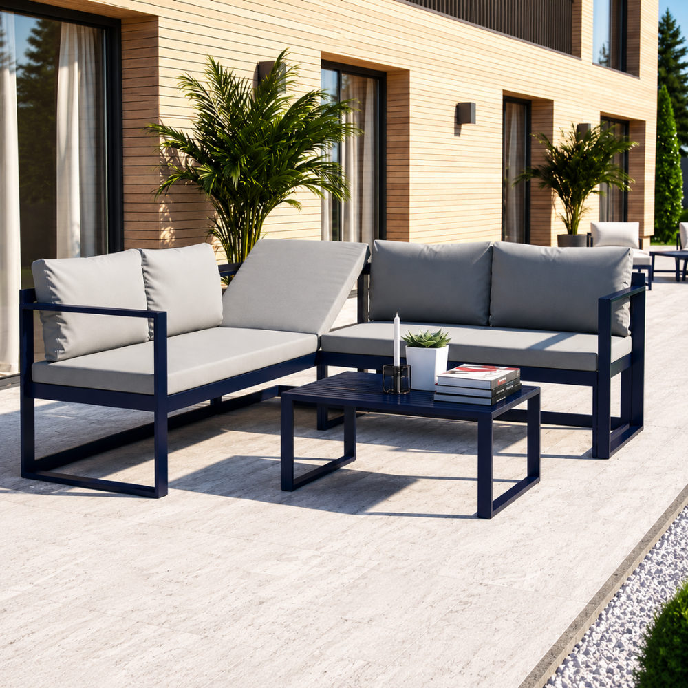 Modern Outdoor Metal Sofa Set with Table