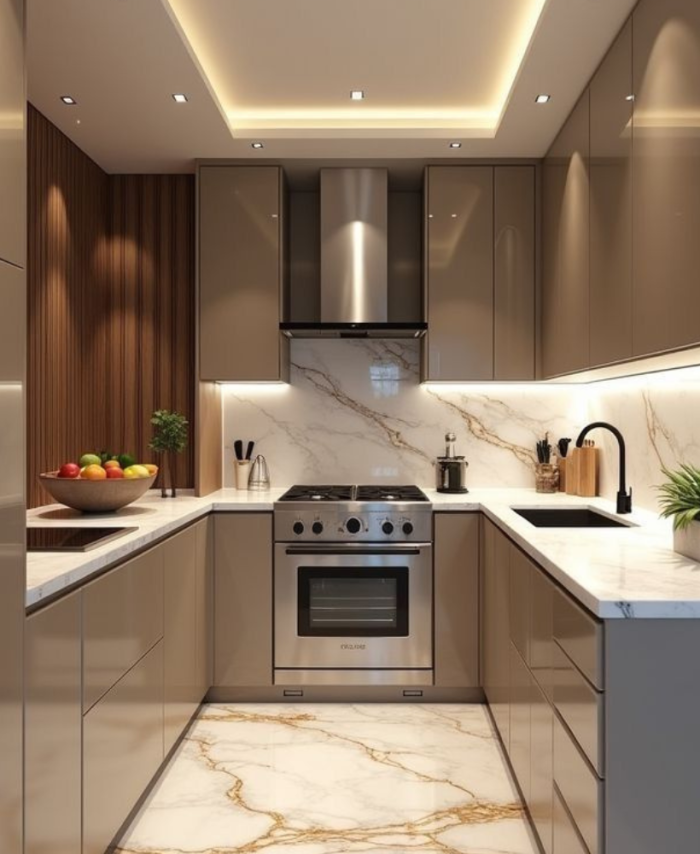 Premium Gloss Finish Modular Kitchen Cabinet