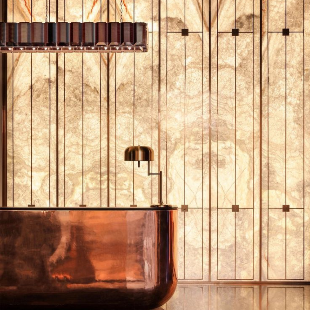 Rose Gold Vertical Strip Luxury Wall Metal Sheet Cladding