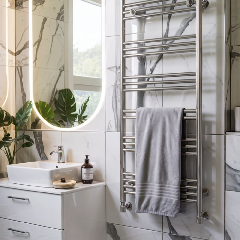 Silver Chrome Tubular Multi Rail Wall Mount Towel Rack