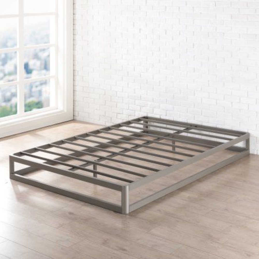 Silver Grey Low Profile Slatted Metal Bed Base