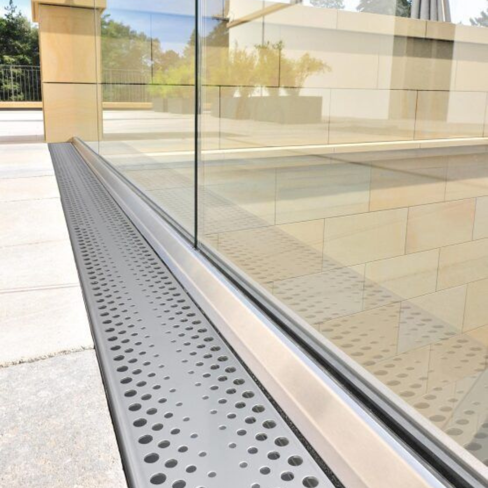 Silver Perforated Dot Pattern Linear Metal Drain Jali