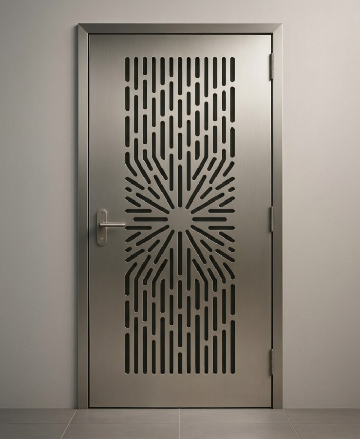 Silver Sunburst Cut Out Iron Internal Single Door
