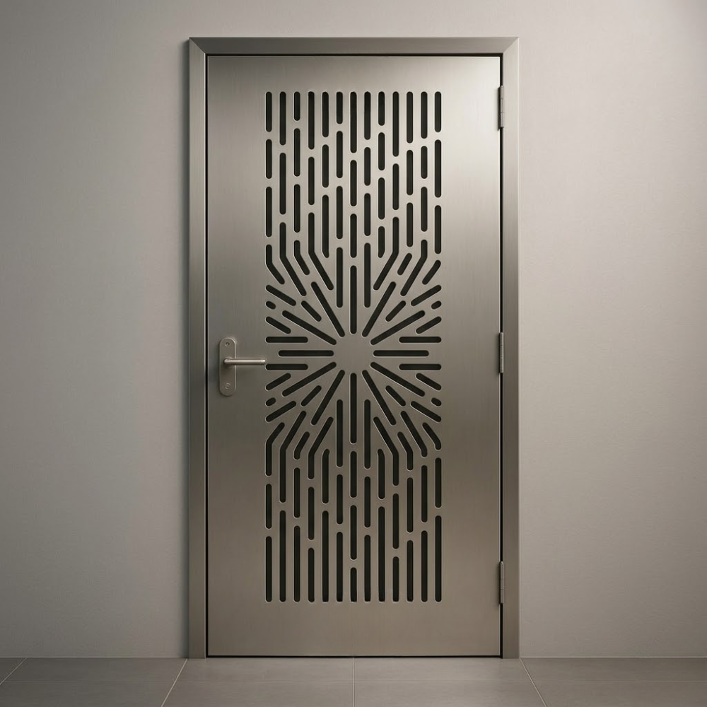 Silver Sunburst Cut Out Iron Internal Single Door