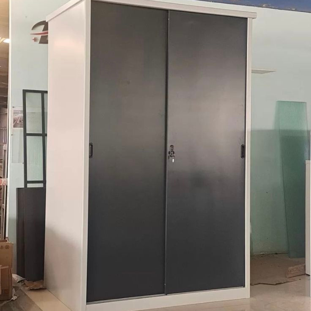 Two Tone Sliding Metal Wardrobe Cabinet