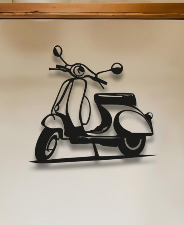 Vintage Scooter Laser Cut Metal Wall Art