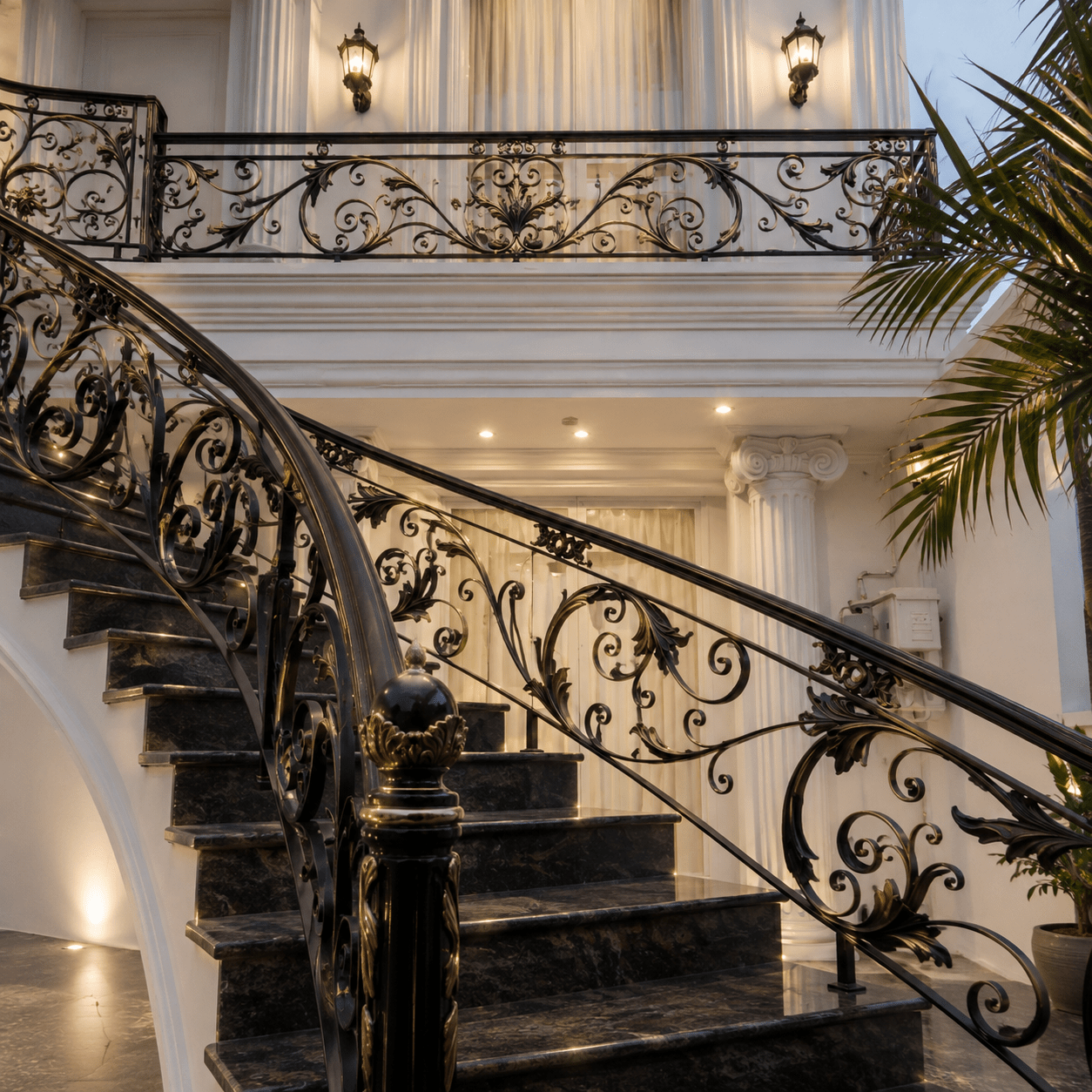 Elegant Exterior Wrought Iron Staircase Railing