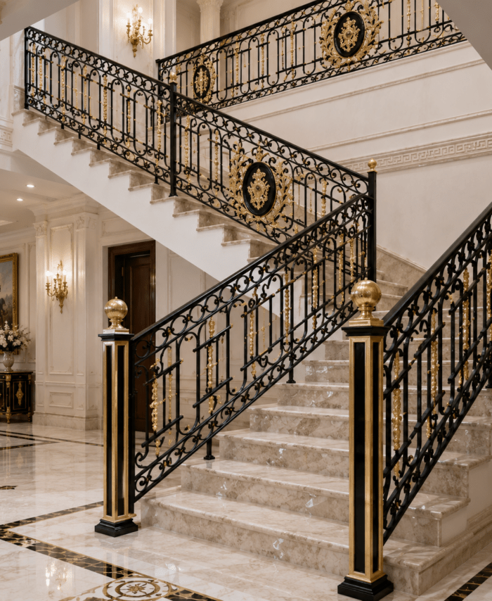 Grand Classic Wrought Iron Staircase Railing