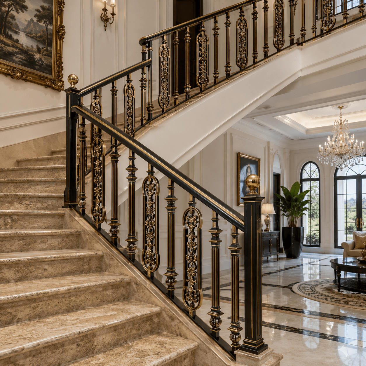 Luxury Baluster Wrought Iron Staircase Railing